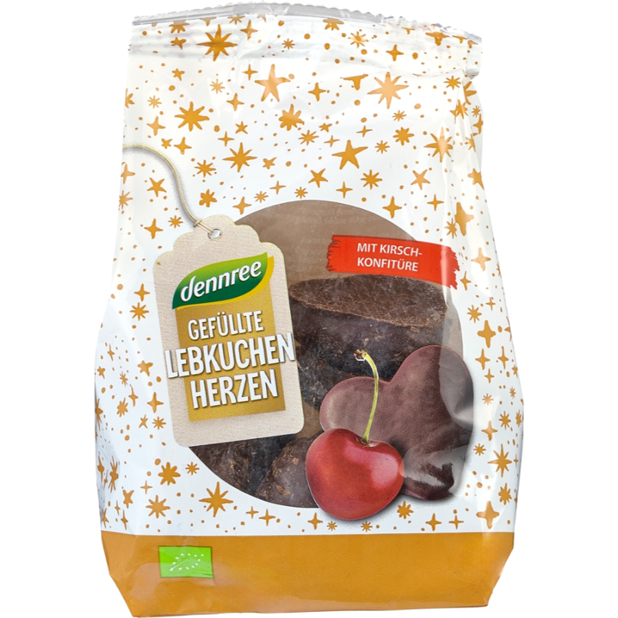 Bio Lebkuchenherzen mit Kirschfüllung