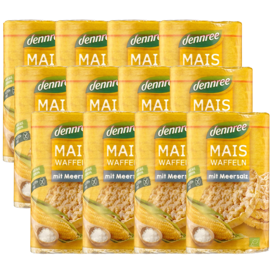 Bio Maiswaffeln mit Meersalz, glutenfrei, Karton 12 Stk.