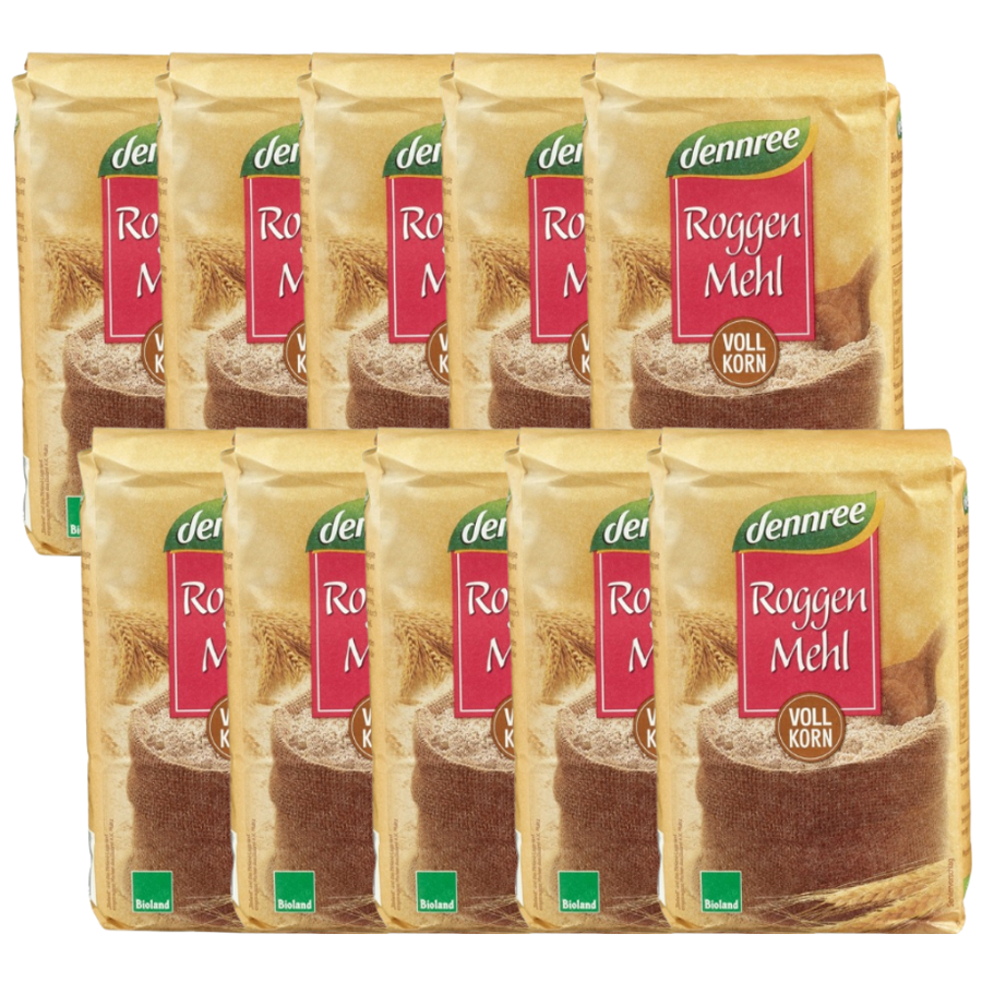 Bio Roggenvollkornmehl, Deutschland, Karton 10 Stk.