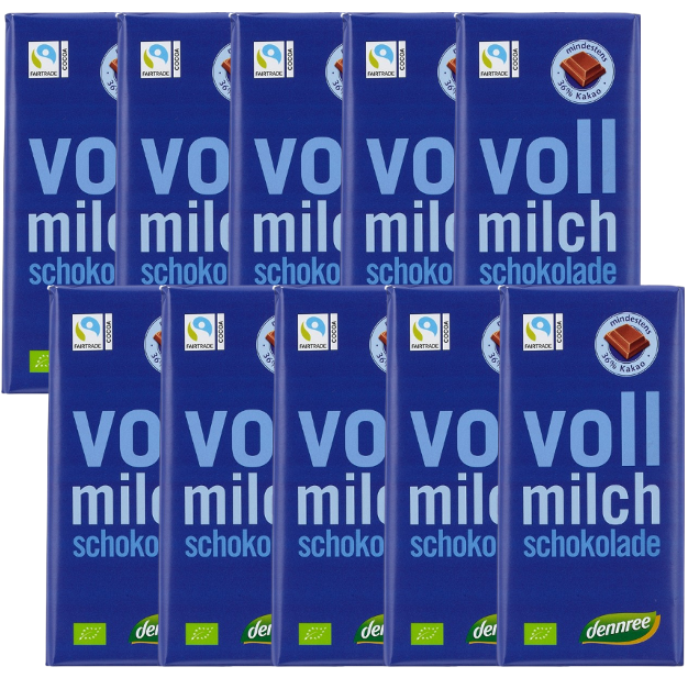 Bio Schokolade Vollmilch, Karton 10 Stk.