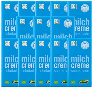 Bio Schokolade Vollmilch mit Milchcremefüllung, Karton 13 Stk.