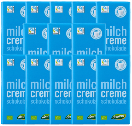 Bio Schokolade Vollmilch mit Milchcremefüllung, Karton 13 Stk.