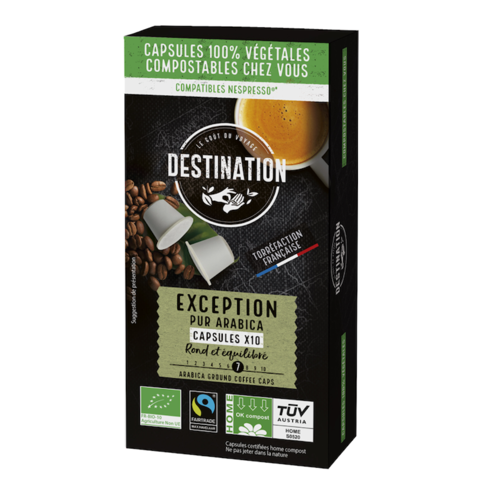 Café capsules ok home compost pur arabica bio et équitable x 10