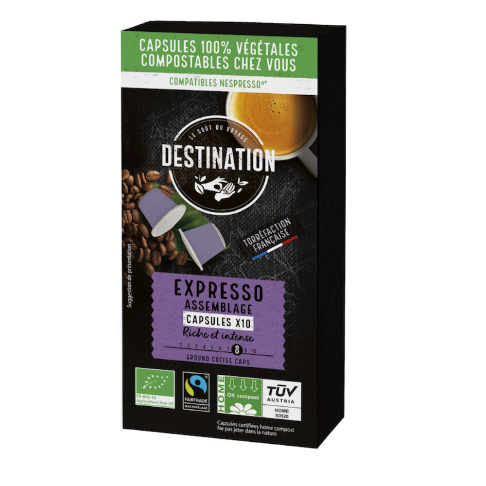 Café Capsules OK Home Compost Expresso Pur Arabica Bio et Equitable x 10