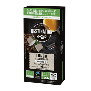 Café capsules ok home compost lungo pur arabica bio et équitable x 10