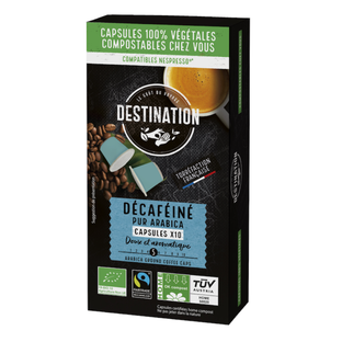 Café capsules ok home compost décaféiné pur arabica bio et équitable x 10