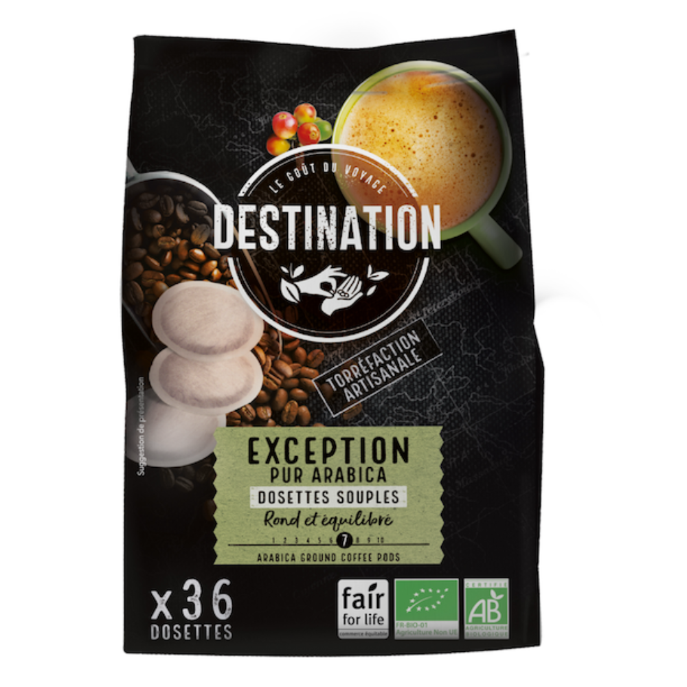 Café dosettes souples pur arabica bio et équitable x 36