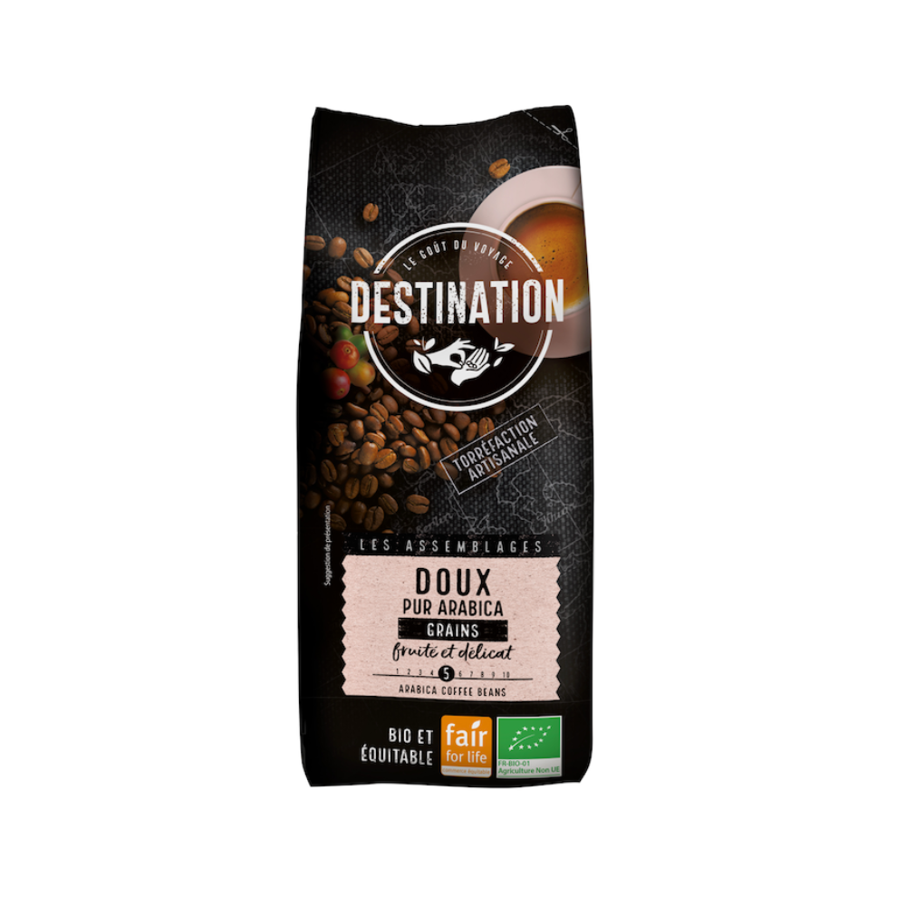 Café doux en grains pur arabica bio et équitable
