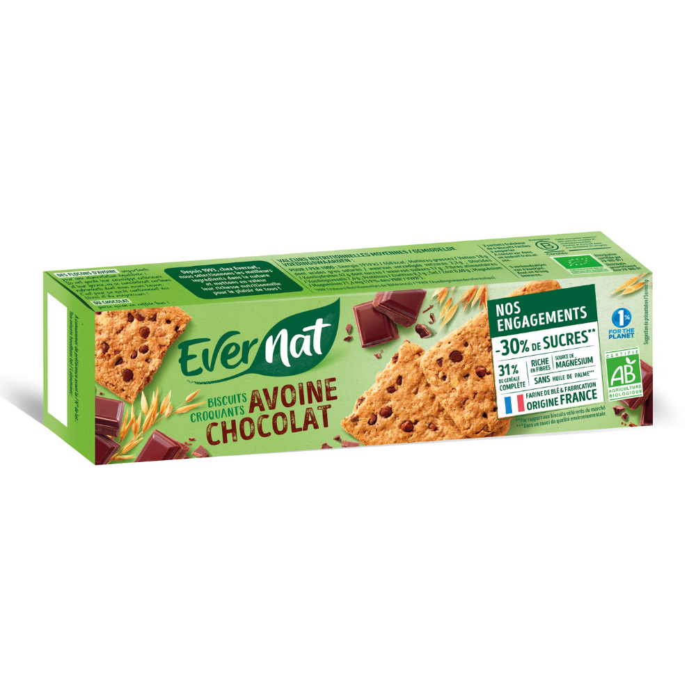 Biscuits croquants avoine chocolat bio