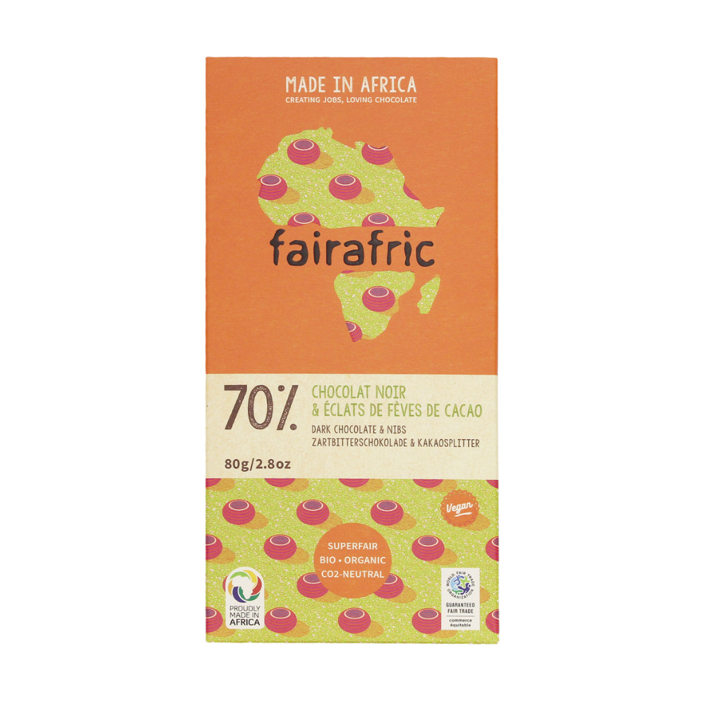 Chocolat noir 70% pépites de cacao bio