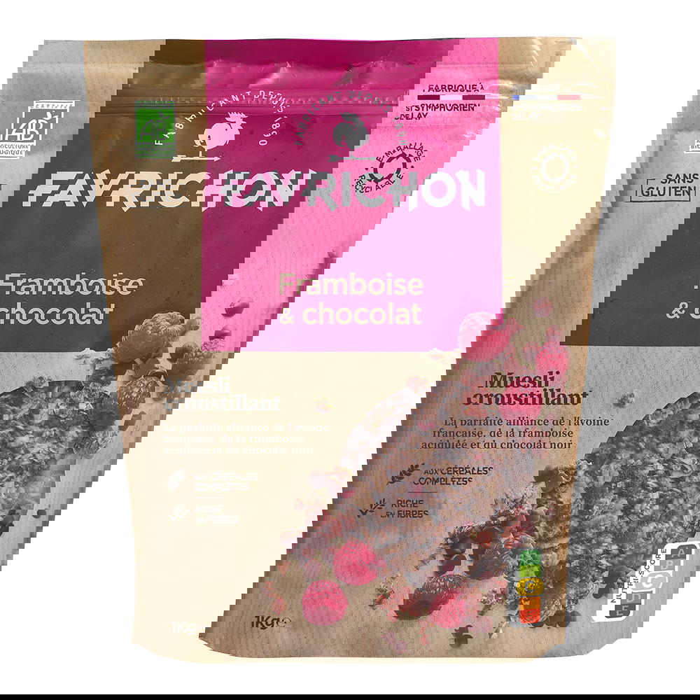Muesli croustillant framboise chocolat sans gluten bio