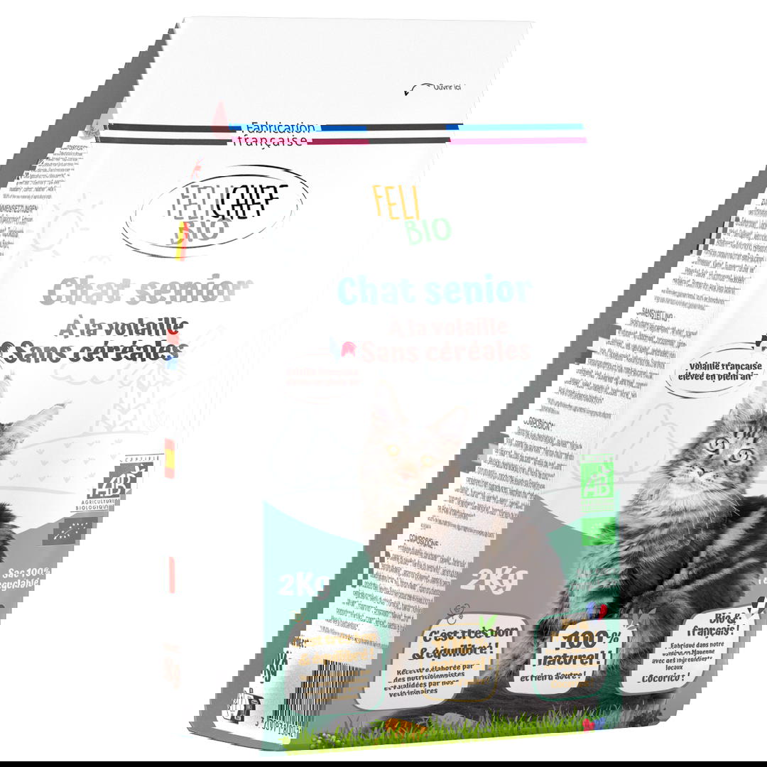 Croquettes chat sénior sans céréales bio