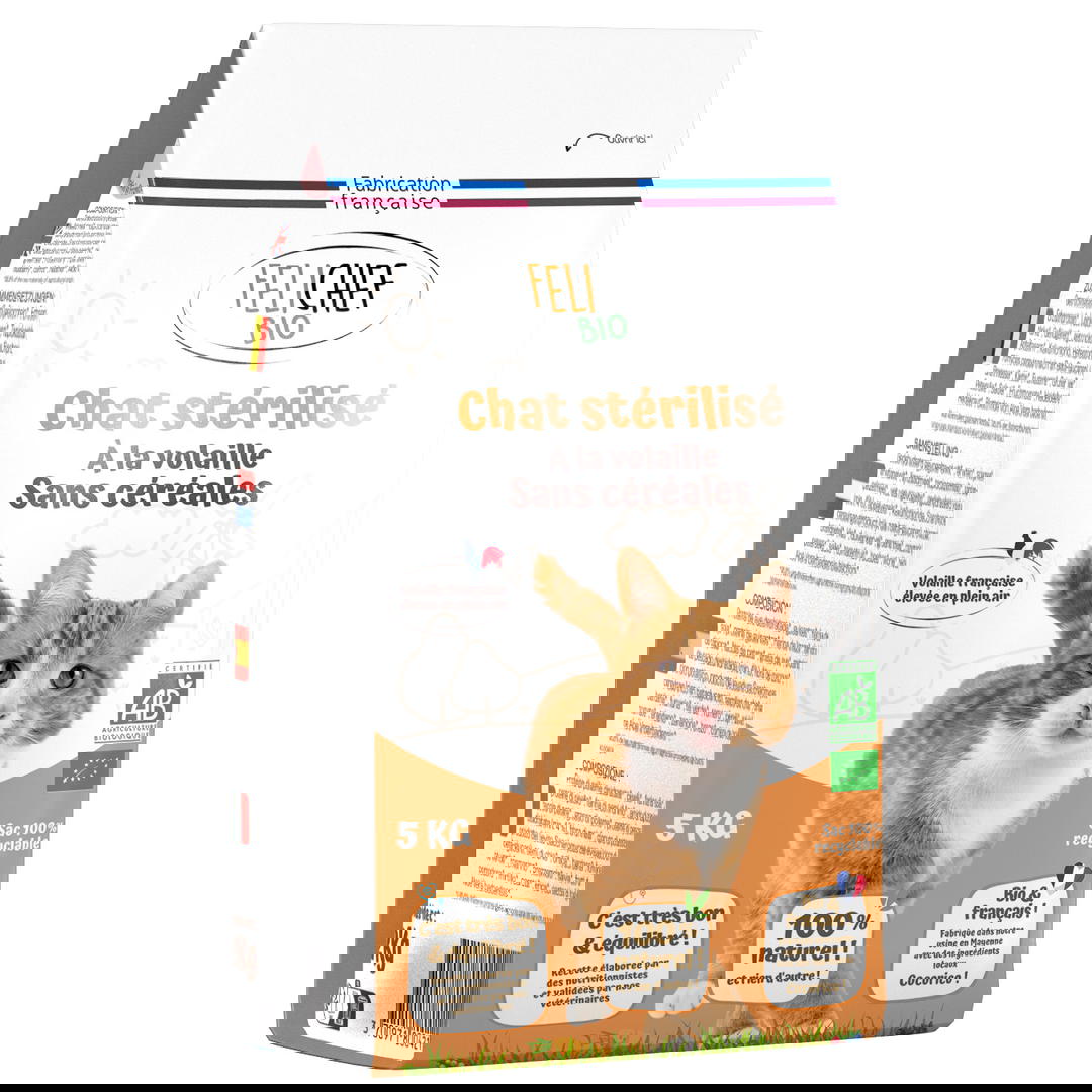 Croquettes pour chat stérilisé sans céréales bio