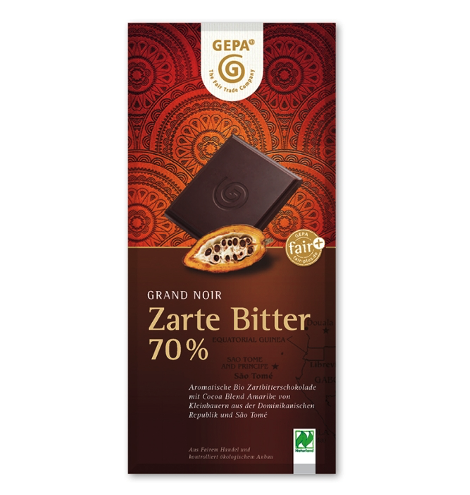 Bio Schokolade Zarte Bitter 70% Kakao, vegan