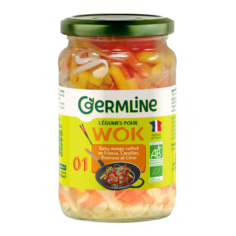 Légumes wok haricots mungo carotte poivrons chou bio