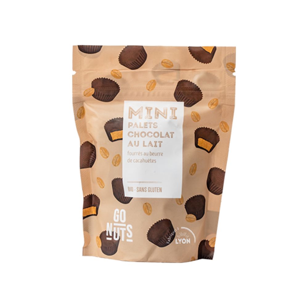 Mini palets chocolat lait fourrés cacahuète bio