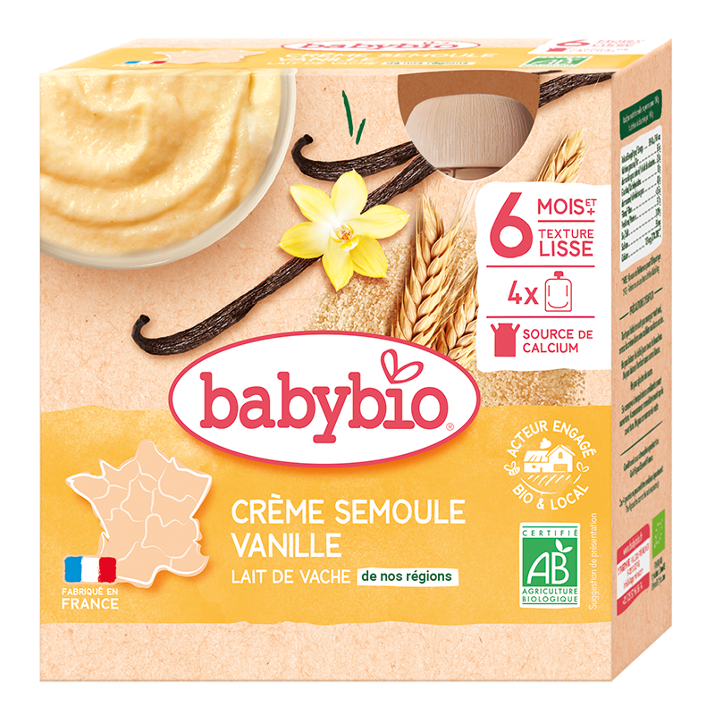 Gourdes Crème Semoule Vanille Bio (dès 6 mois) - 4x85g