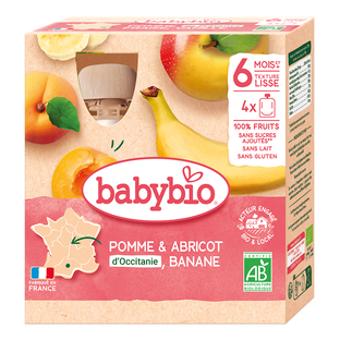Gourdes Pomme Abricot Banane Bio (dès 6 mois) - 4x90g
