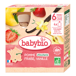 Gourdes Pomme Fraise Vanille Bio (dès 6 mois) - 4x90g