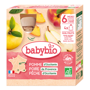 Gourdes Pomme Poire Pêche Bio (dès 6 mois) - 4x90g
