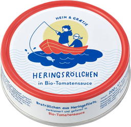 Heringsröllchen in Bio Tomatensauce