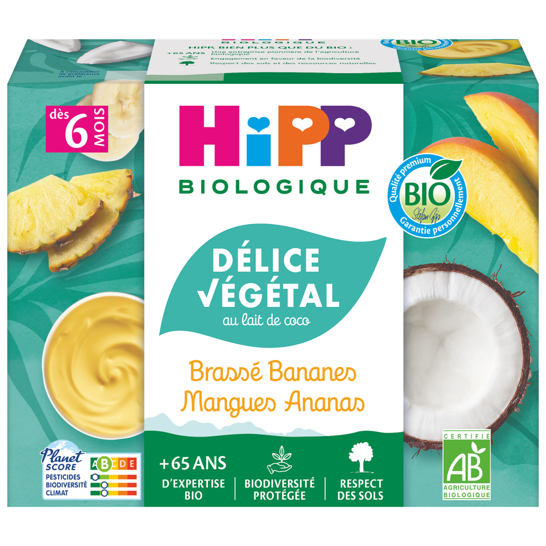 Brassé végétal bananes mangues ananas - dès 6 mois bio
