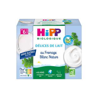 Délices de Lait Fromage Blanc Nature Sucré Bio (dès 6 mois) - 4x100g