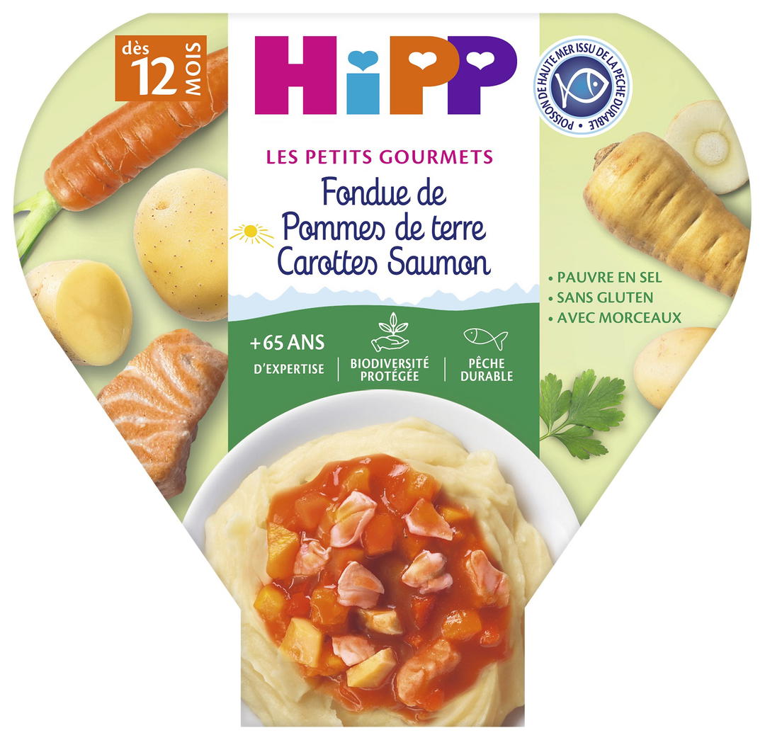 Assiette midi fondue de pommes de terre carottes saumon bio (dès 12 mois)