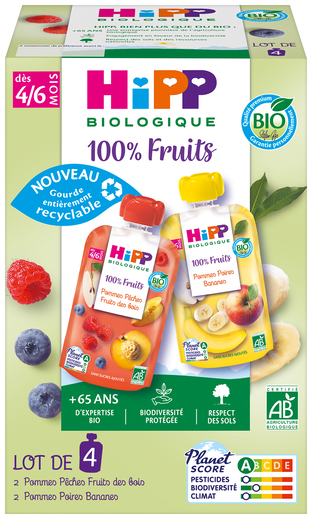 Gourdes 100% Fruits 2 variétés Bio 4/6 mois