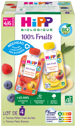 Gourdes 100% Fruits 2 variétés Bio 4/6 mois