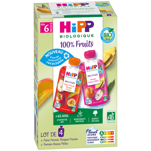 Gourdes 100% fruits 2 variétés dès 6 mois bio