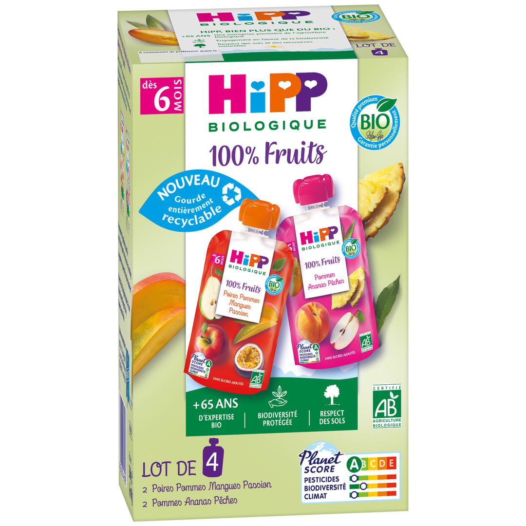 Gourdes 100% fruits 2 variétés dès 6 mois bio