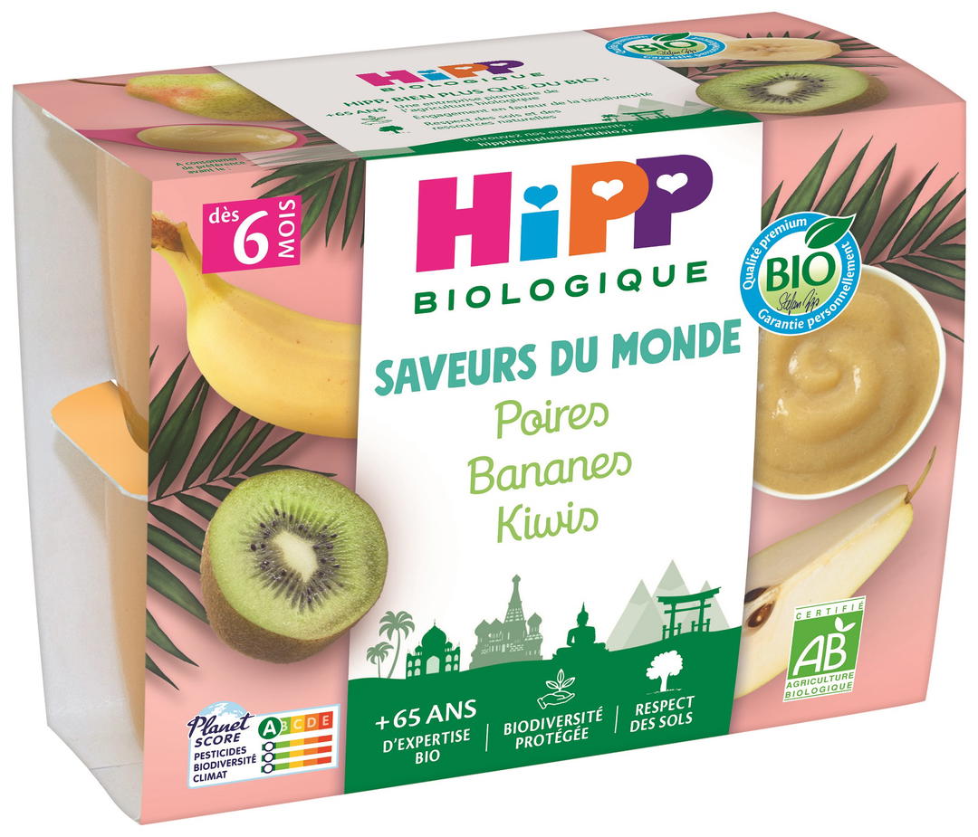 Purée poires bananes kiwis bio x4 (dès 6 mois)