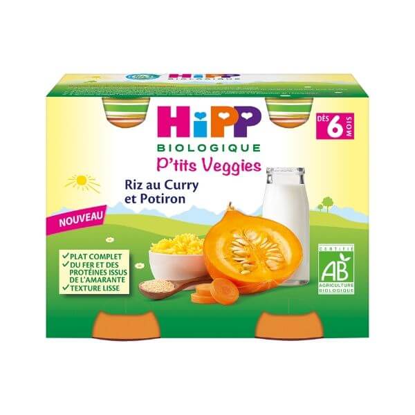 Petits pots midi riz au curry et potiron - dès 6 mois bio