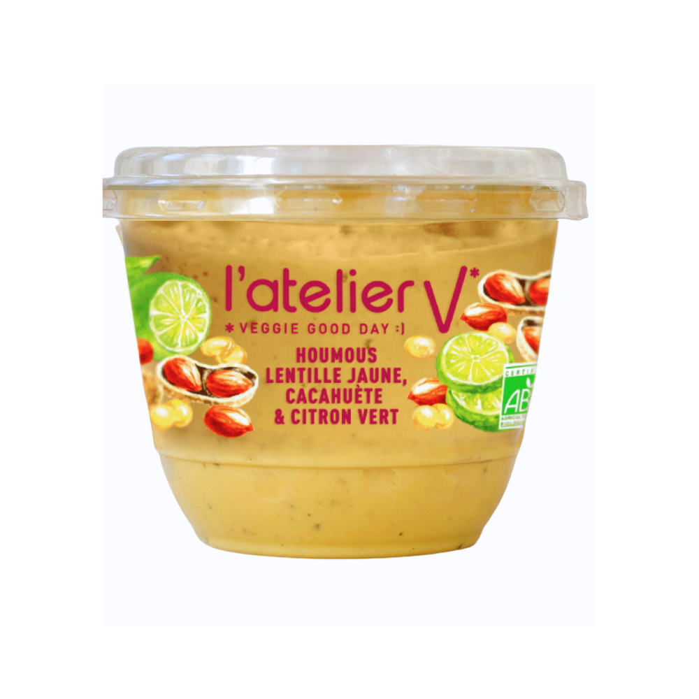 Houmous lentilles jaunes, cacahuètes et citron vert bio