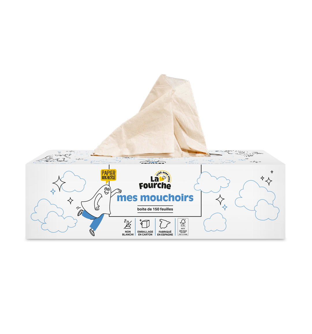 Boîte de mouchoirs 2 plis papier 100% recyclé x 150