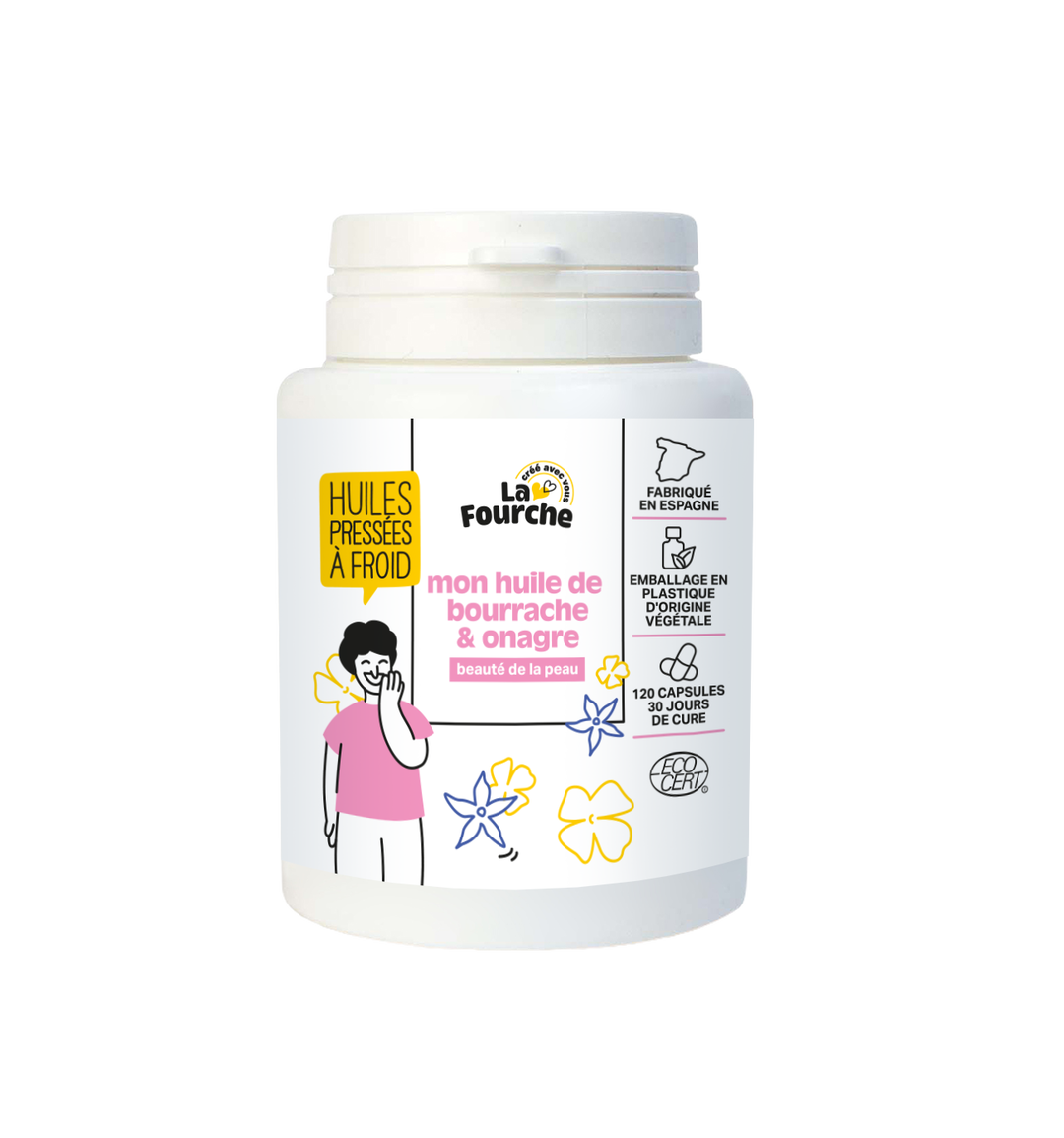 Huile de bourrache et onagre - beauté de la peau x 120