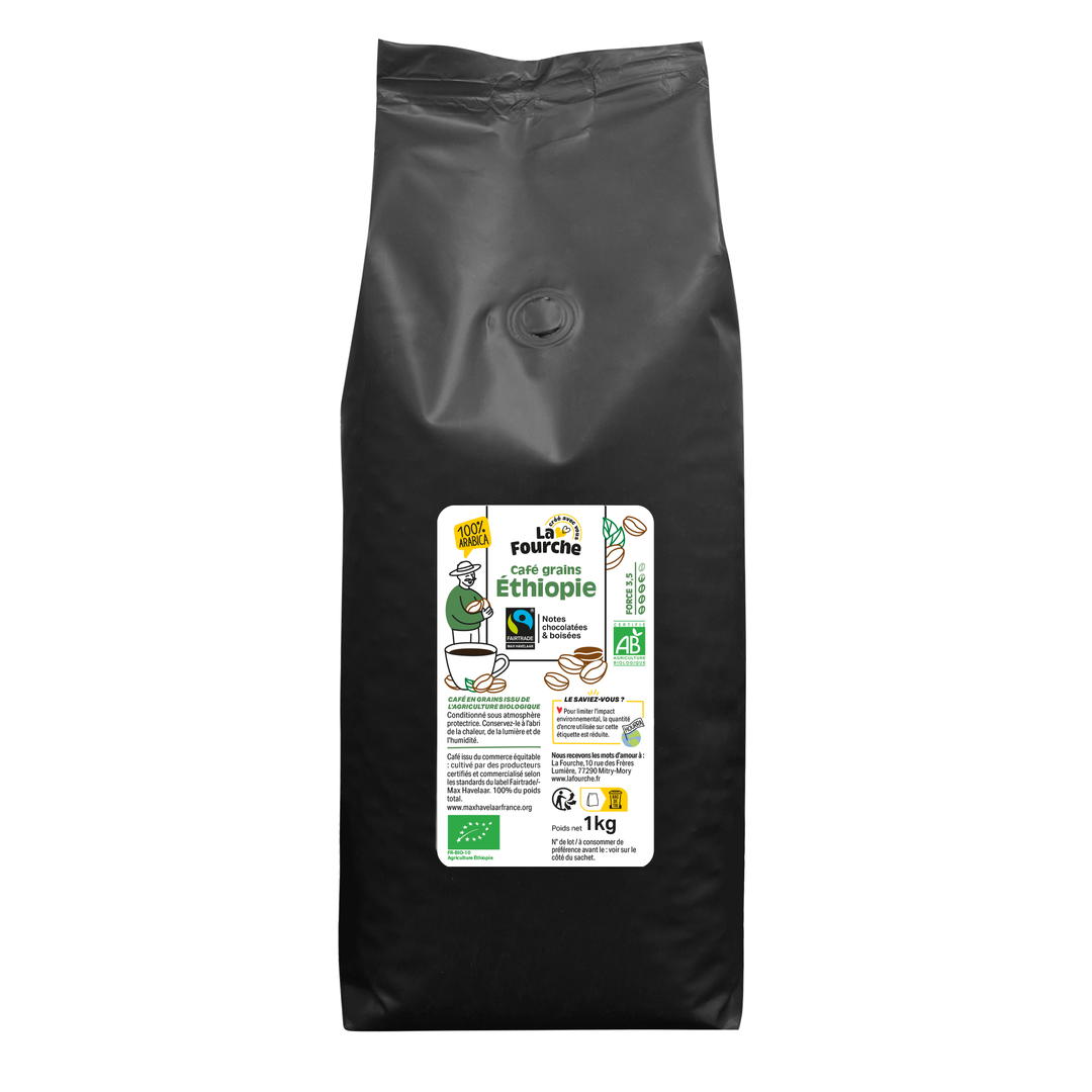 Café en grains corsé Ethiopie 100% arabica bio et équitable