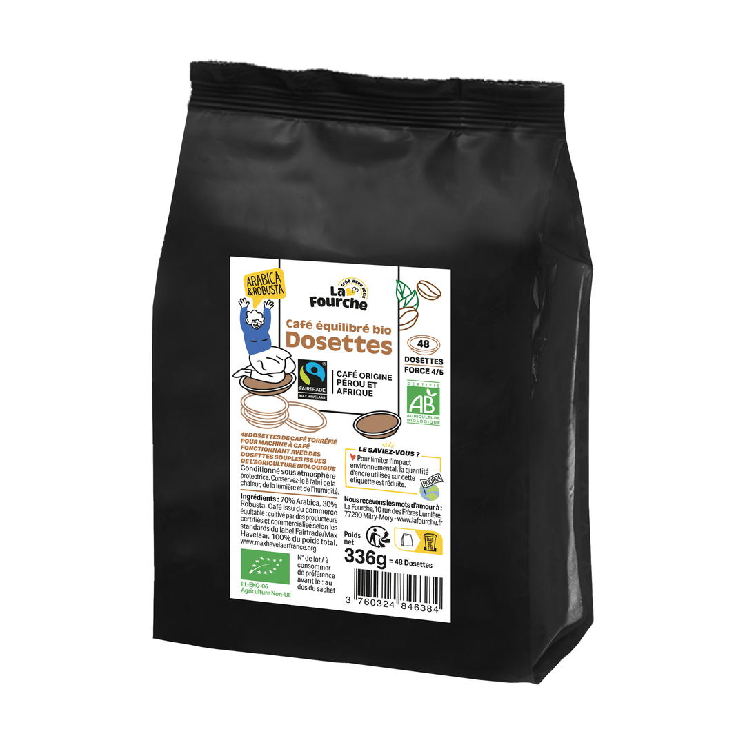 Café équilibré en dosette bio et équitable x 48