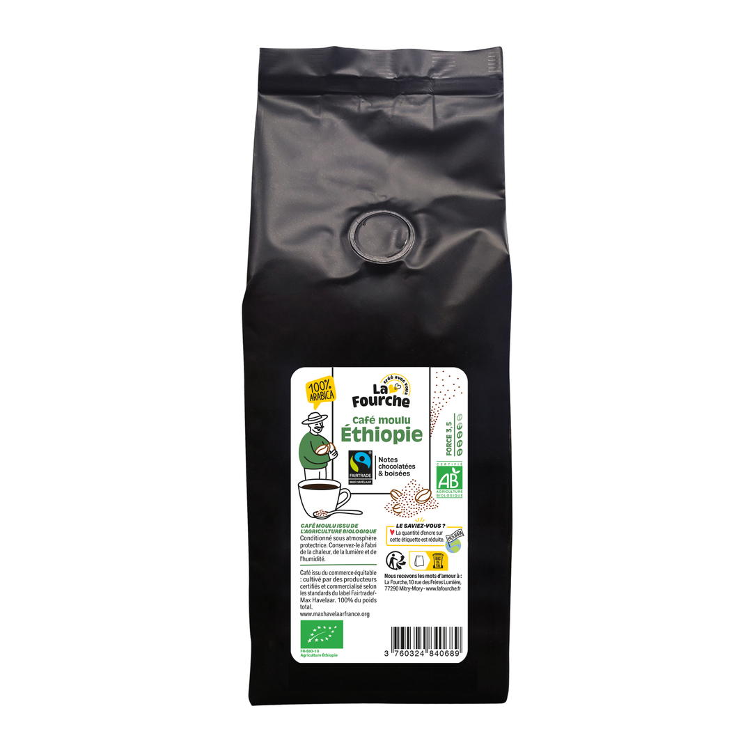 Café Moulu Corsé Ethiopie 100% Arabica Bio et Equitable
