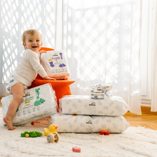 Couches françaises T2 (3 - 6 kg) avec matières d'origine naturelle x 56