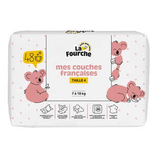 Couches françaises T4 (7 - 18 kg) avec matières d'origine naturelle x 48