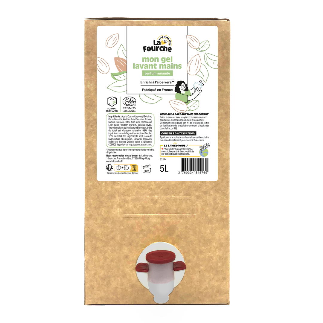 Gel lavant mains amande certifié Cosmos Organic - 5l