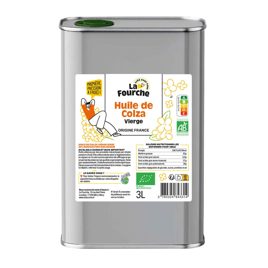 Huile de colza vierge origine France bio - 3l