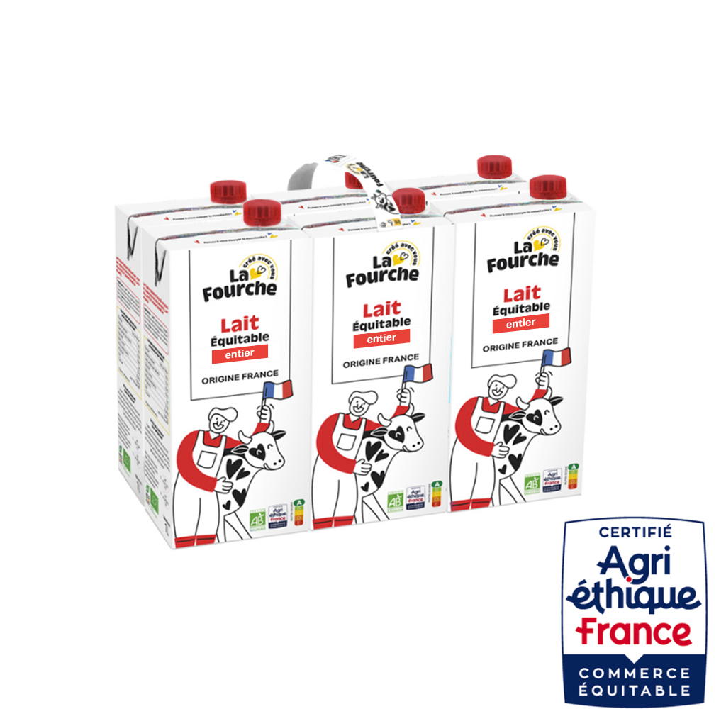 Lait entier bio et équitable - 6x1L