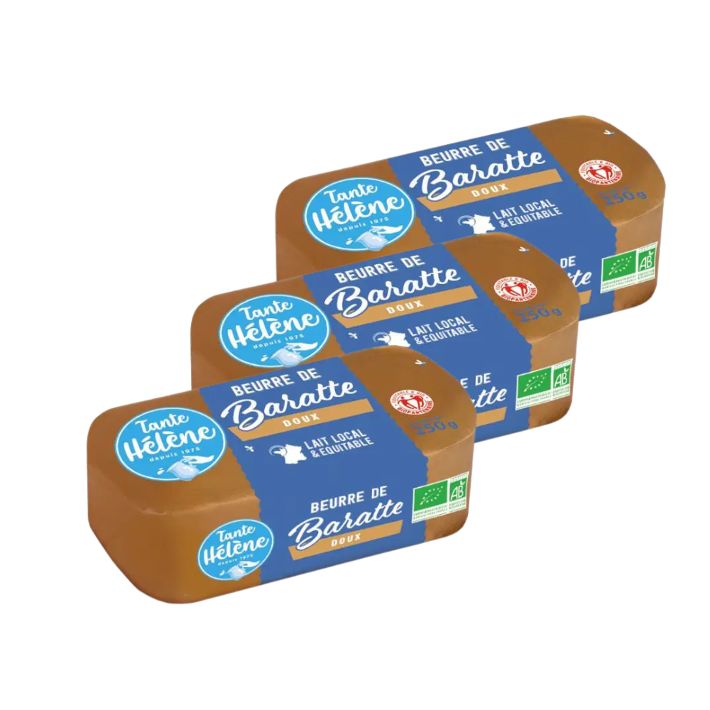Lot de beurres de baratte doux bio et équitables x 3