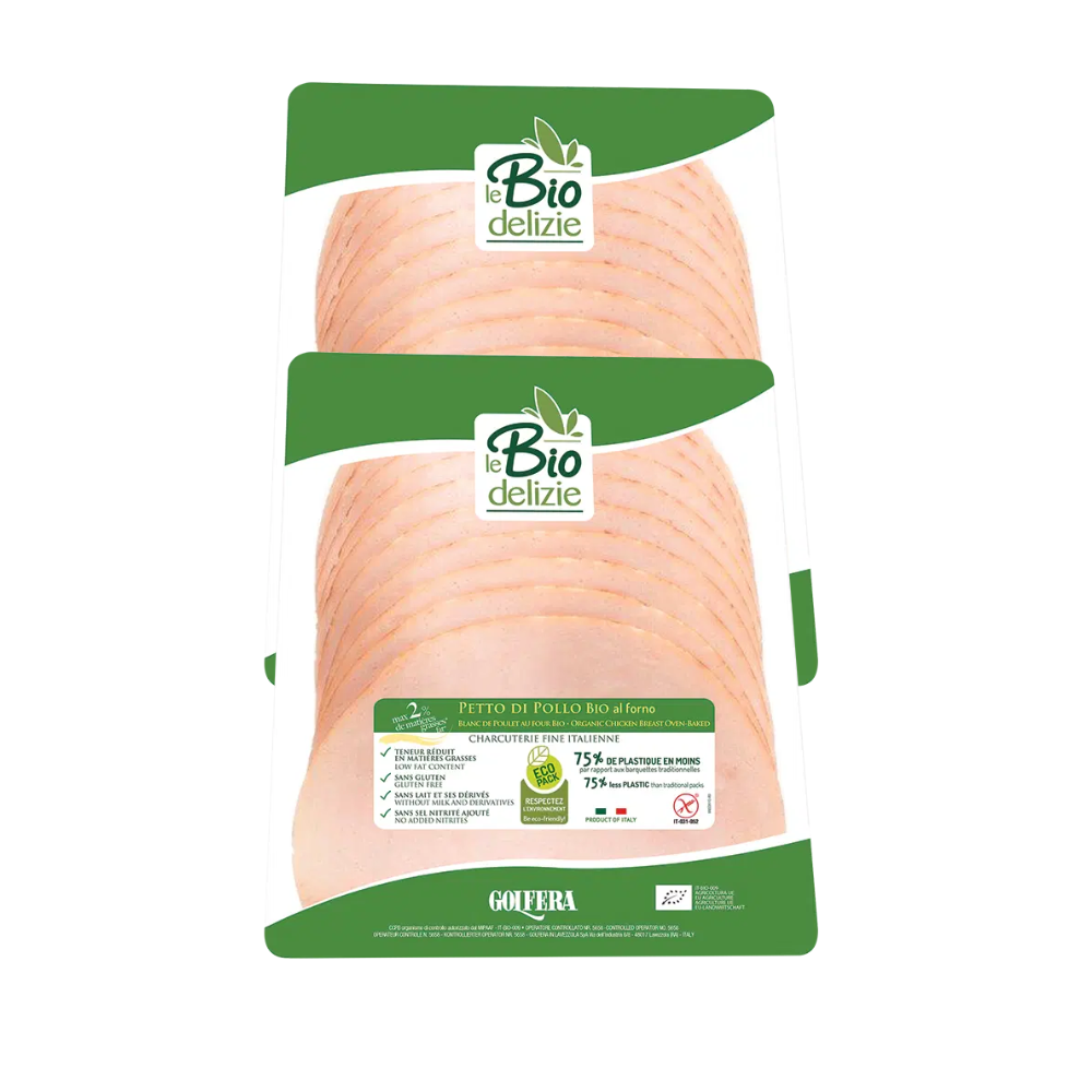 Lot de blancs de poulet tranchés sans nitrites bio x 2