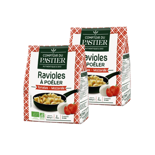 Lot de ravioles fraîches à poêler tomate mozzarella bio x 2