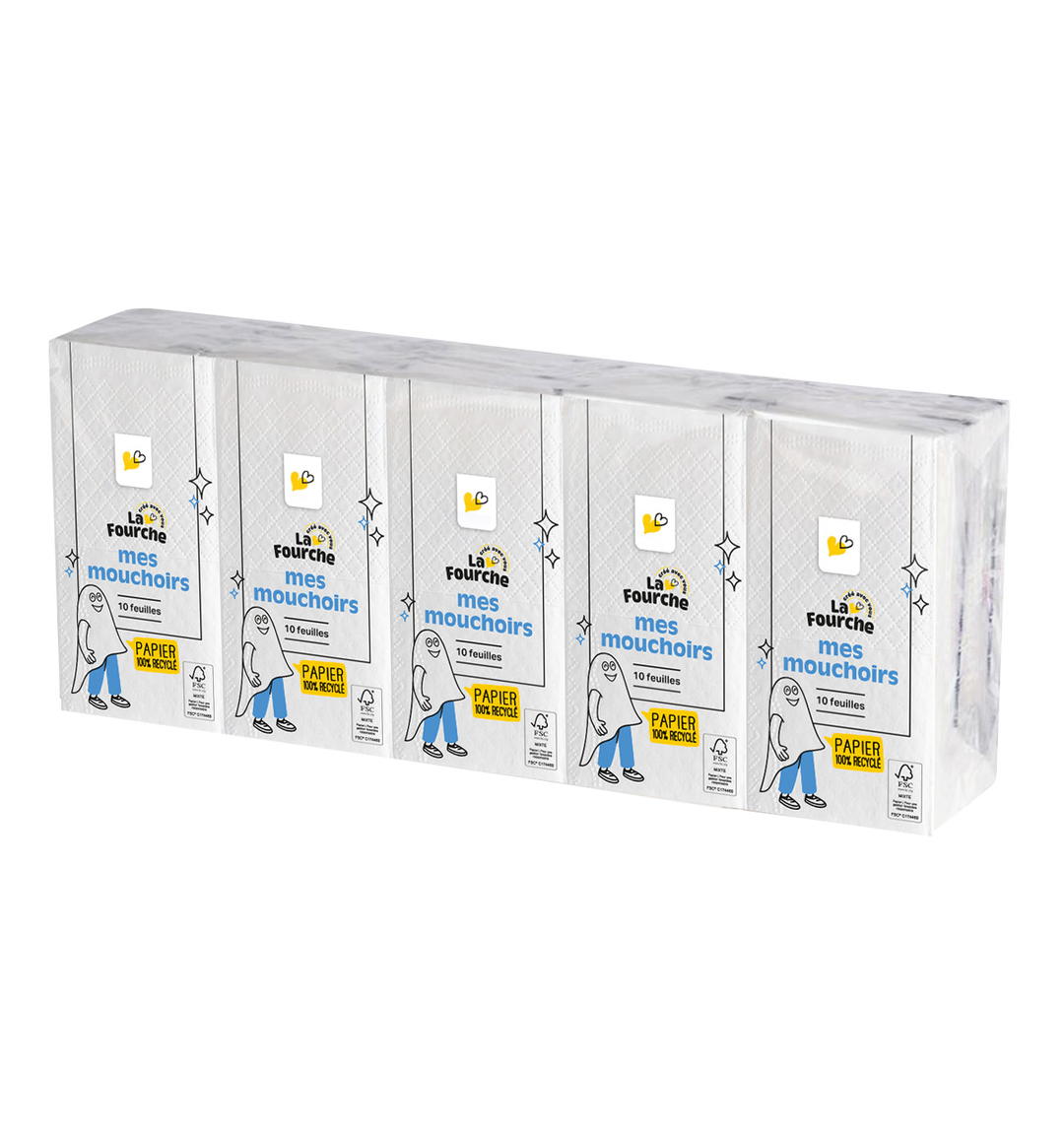 Mouchoirs 3 plis Papier 100% Recyclé x 10