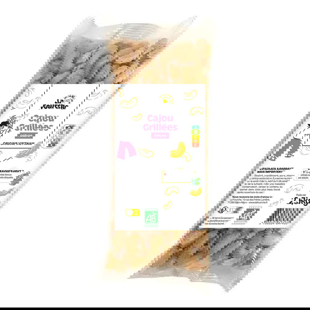 Noix de cajou grillées natures bio